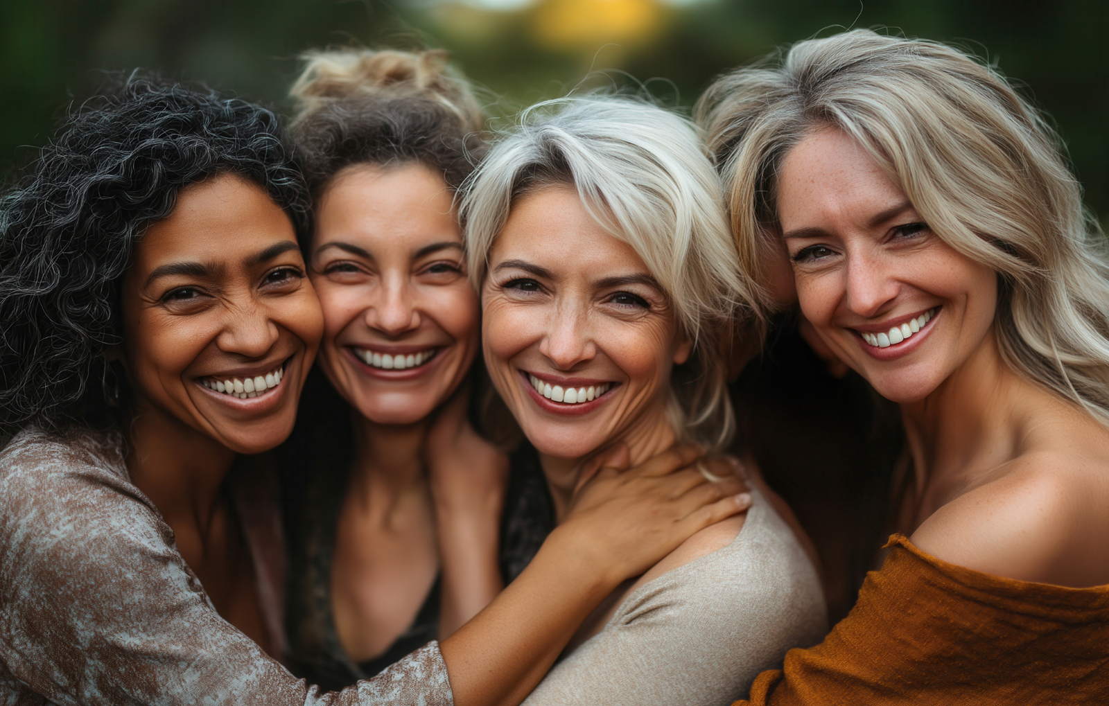 Group of diverse smiling women